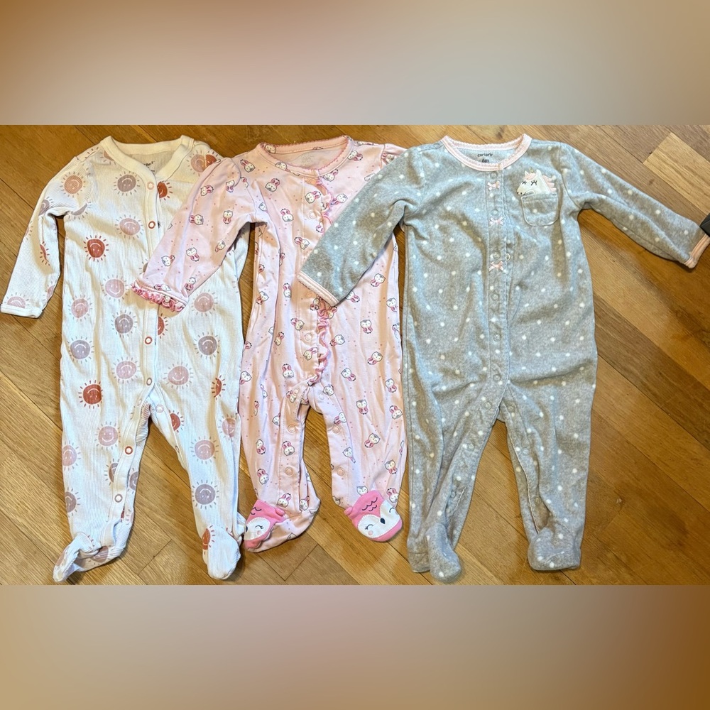 6/$20 Carter's Bundle Girl's Footed Sleeper's. Waffle, Cotton & Fleece 6M